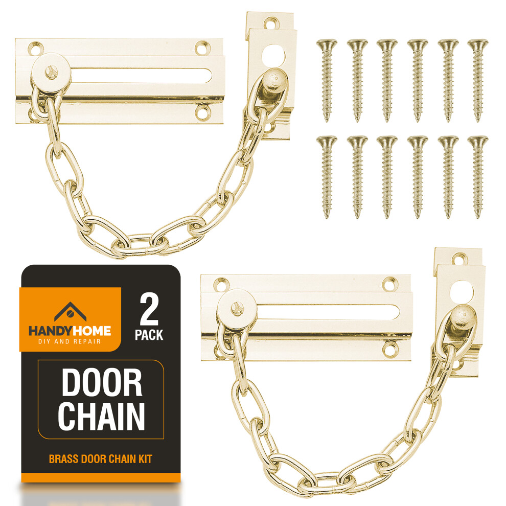 (2 (Two) Door Chains, BRASS) 2pk Security Chain for Front Door