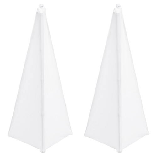(White 2pcs) 2pcs Polyester Cloth Speaker Holder Cover Portable Speaker Stand Two-sided Cover 1
