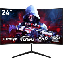 24 Inch Curved PC Gaming Monitors 180hz, FHD 1080p 1ms without Bezel, freesync, 100% sRGB,178 ° Angle View