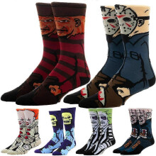(8) Jason Voorhees Freddy Pennywise Beetlejuice Pinhead Hellraiser Scary Cosplay Costumes Cotton Socks Halloween Adult Stockings