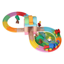Kids Wooden Train Set Toy Building Blocks Double Side Train Tracks Children Educational Toys8 Shaped Train Tracks