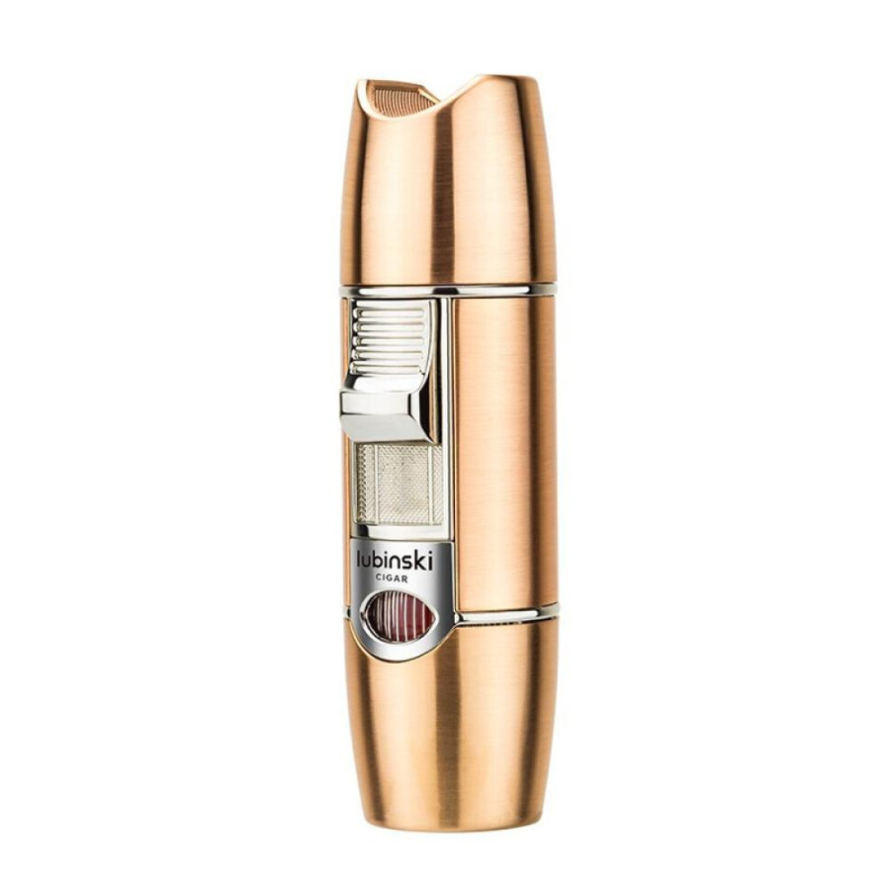 Yeuligo Gold/Blue () Cigar Lighter Flame Single Direct Charge Inflatable Belt Cigar Drill Double Cigarette Holder Lighter