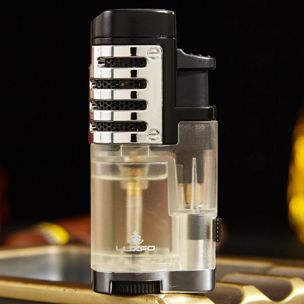 Yeuligo (White) Straight Cigar Lighter Automatic Cover Bracket Tapper Multifunctional Cigar Lighter L5013