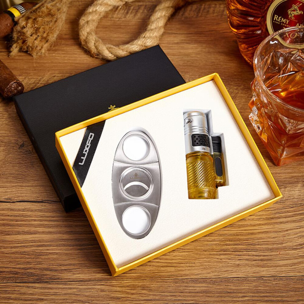 Yeuligo Yellow (Yellow) Cigar Lighter Single Straight Inflatable With Tapper Cigarette Holder Multifunctional Lighter