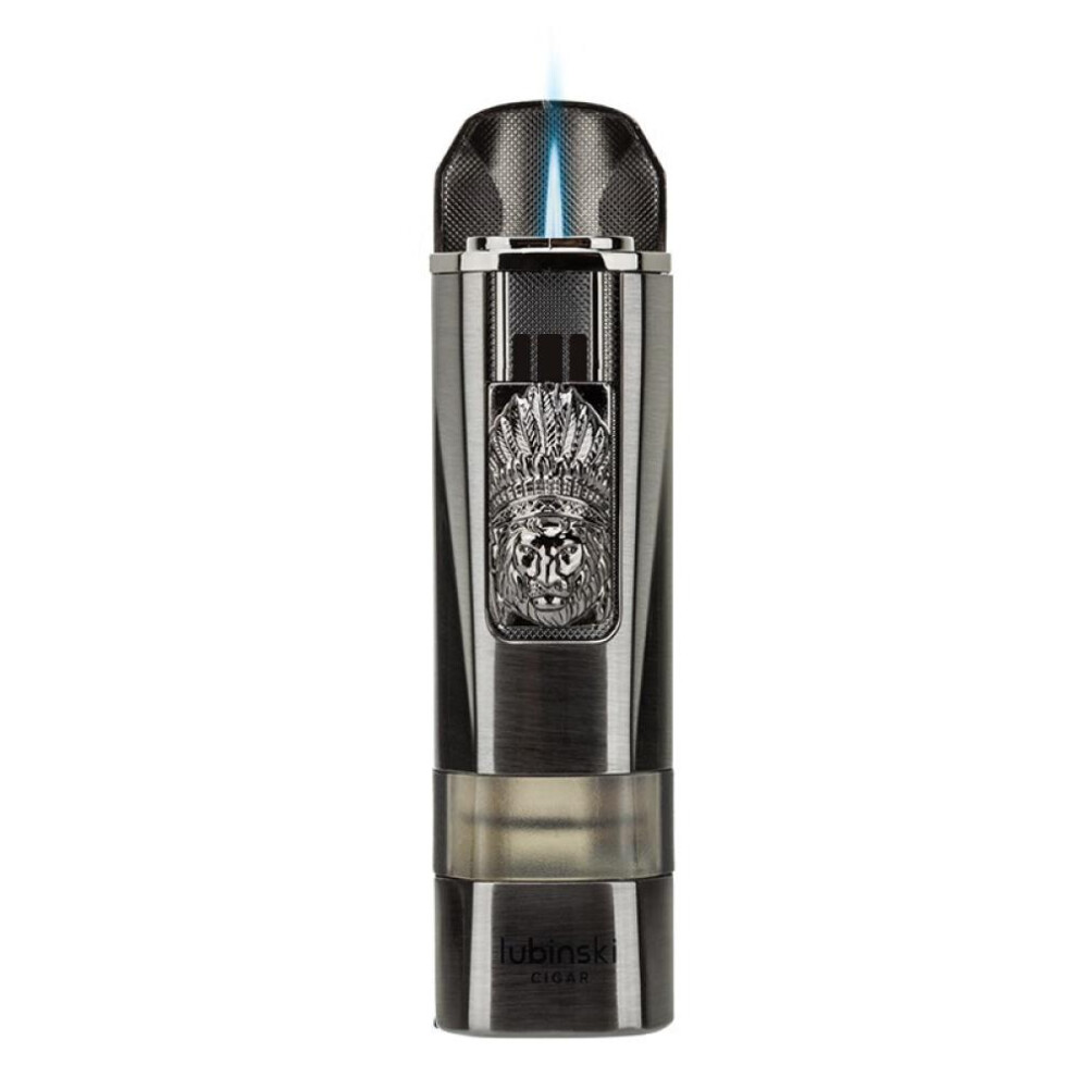 Yeuligo Gray (Gray) Cigar Lighter Single Straight Inflatable With Tapper Cigarette Holder Multifunctional Lighter