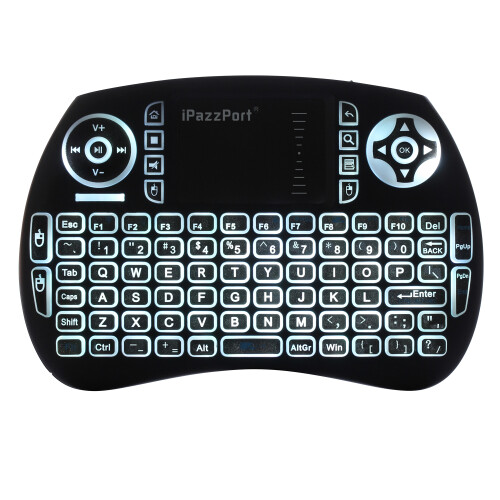 iPazzPort KP 810 21BTL Wireless bluetooth Backlit Multi language Black Mini Keyboard Air Mouse
