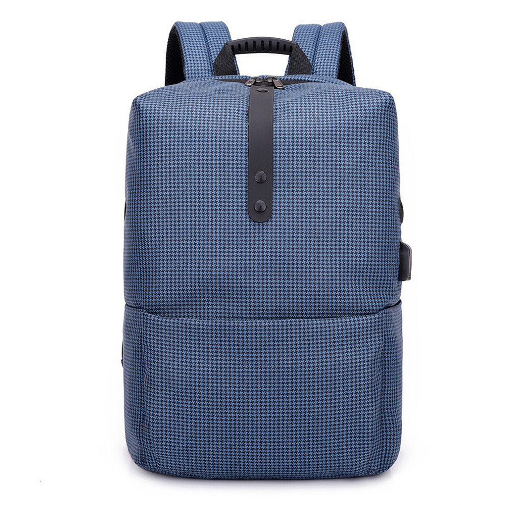 Grid Backpack Laptop Computer Bag Schoolbag Shoulders Storage Bag Usb Charging With Headphone Jack For 15.6 Inch Notebook 6900065950187