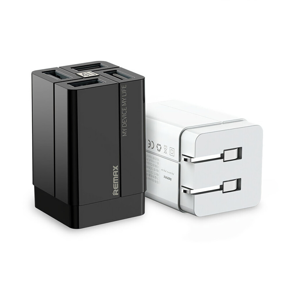 Remax 4 Port Fast Quick Charger 3.4A Power Adapter Power Socket For Laptop Notebook Tablet White/Black 6900069254786