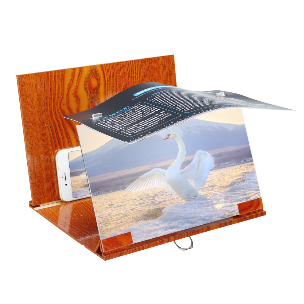 Upgraded Version Universal 12 Inches Wooden Foldable Screen Magnifier Image Enlarge Desktop Holder With Ring Holder + Shading For Mobile Phone 6900040239658