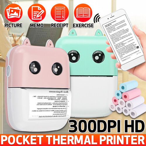 Mini Portable Wireless bluetooth Pocket Thermal Printer Phone Remote Photo Receipt Printing Learning Assistance for Android IOS Windows