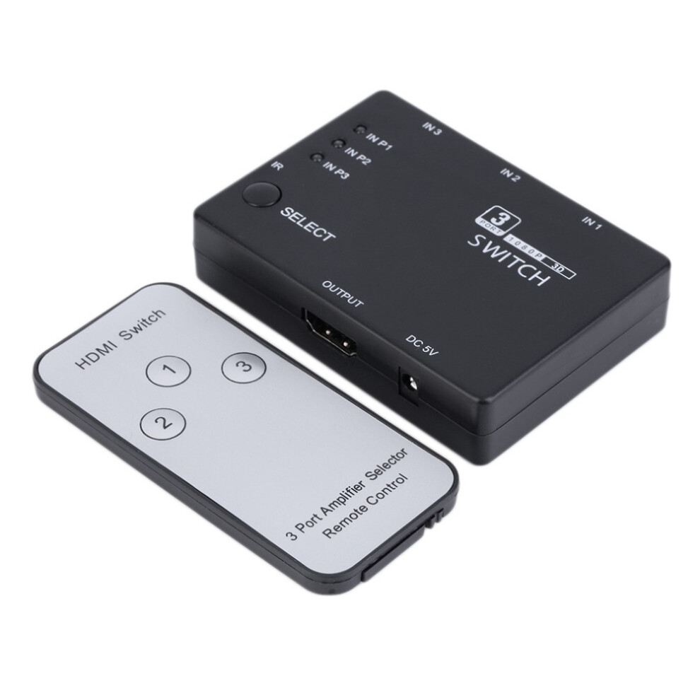 3X1 3 Port 1080P Video Hd Switch Switcher Splitter Ir Remote For Hdtv Ps3 Dvd 608442103329
