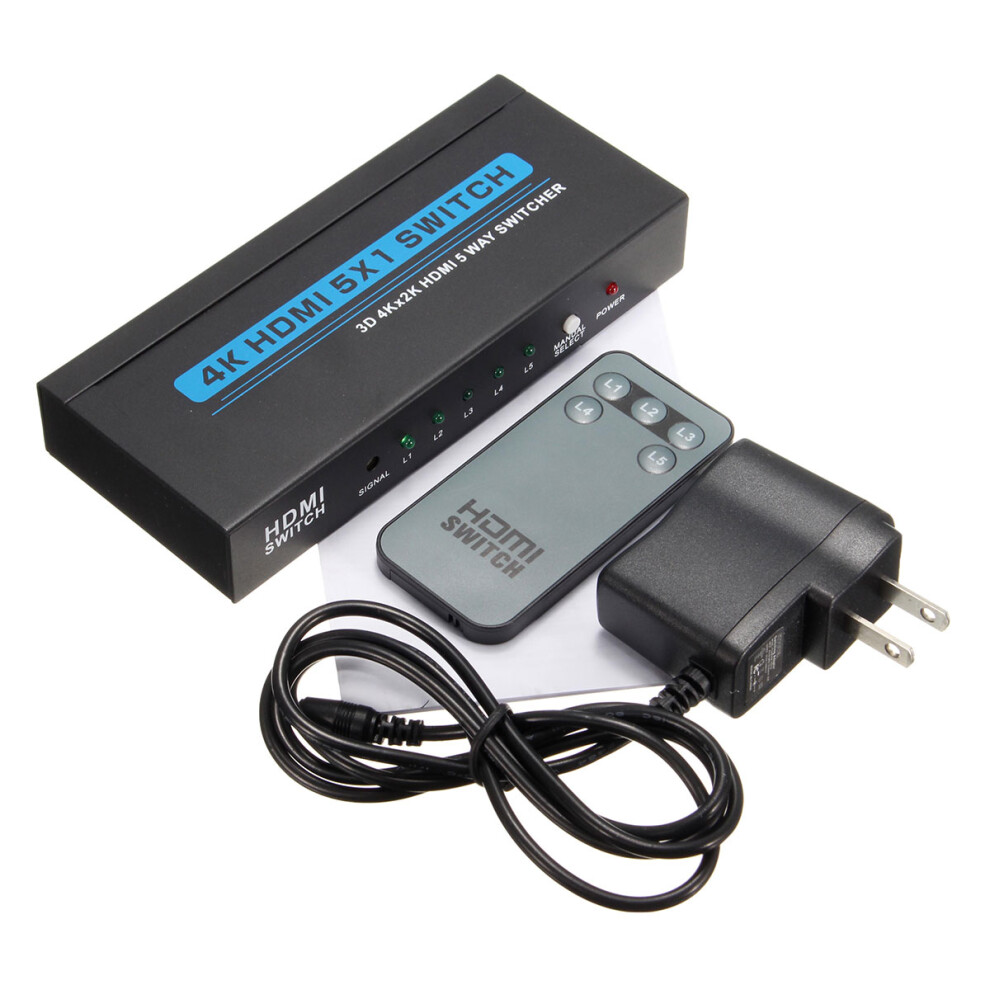5 Port 4K 3D 1080P Video Hd Switch Switcher Splitter With Remote For Hdtv Ps3 6289253252983