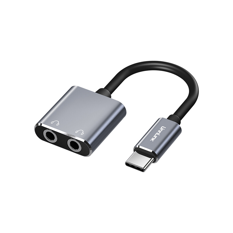 Unnlink 2In1 Usb Type C Audio Type C To 3.5Mm Jack*2 Splitter Adapter Audio Converter For Samsung S20 Headphone Earphone Earbud For Mate20 P20 Mi9 6901249350137