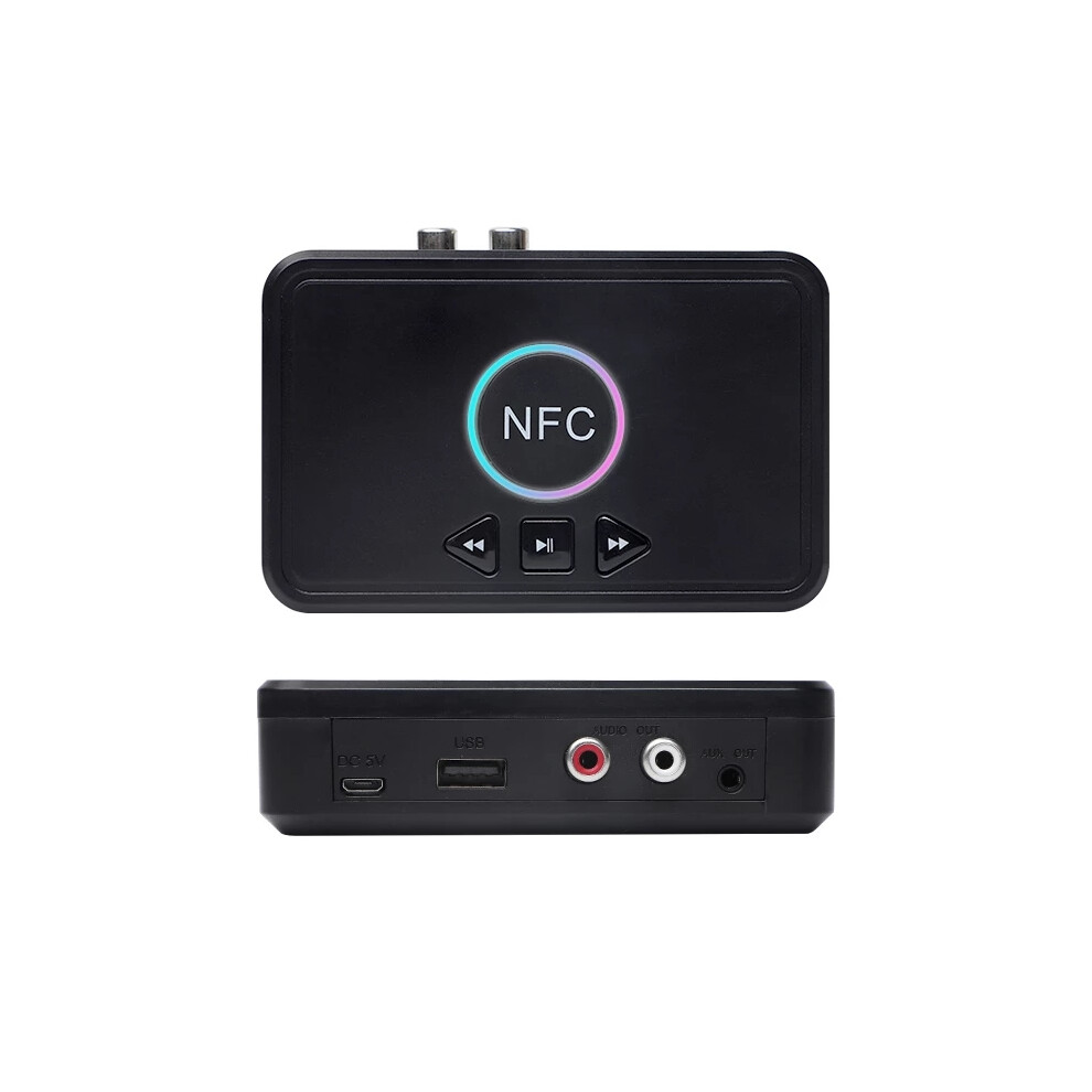 Bakeey Nfc Bluetooth 5.0 Adapter Home Speaker Receiver 3.5Mm Aux Rca Jack Stereo Hd Sound Quality Wireless Adapter Black 6906142759124