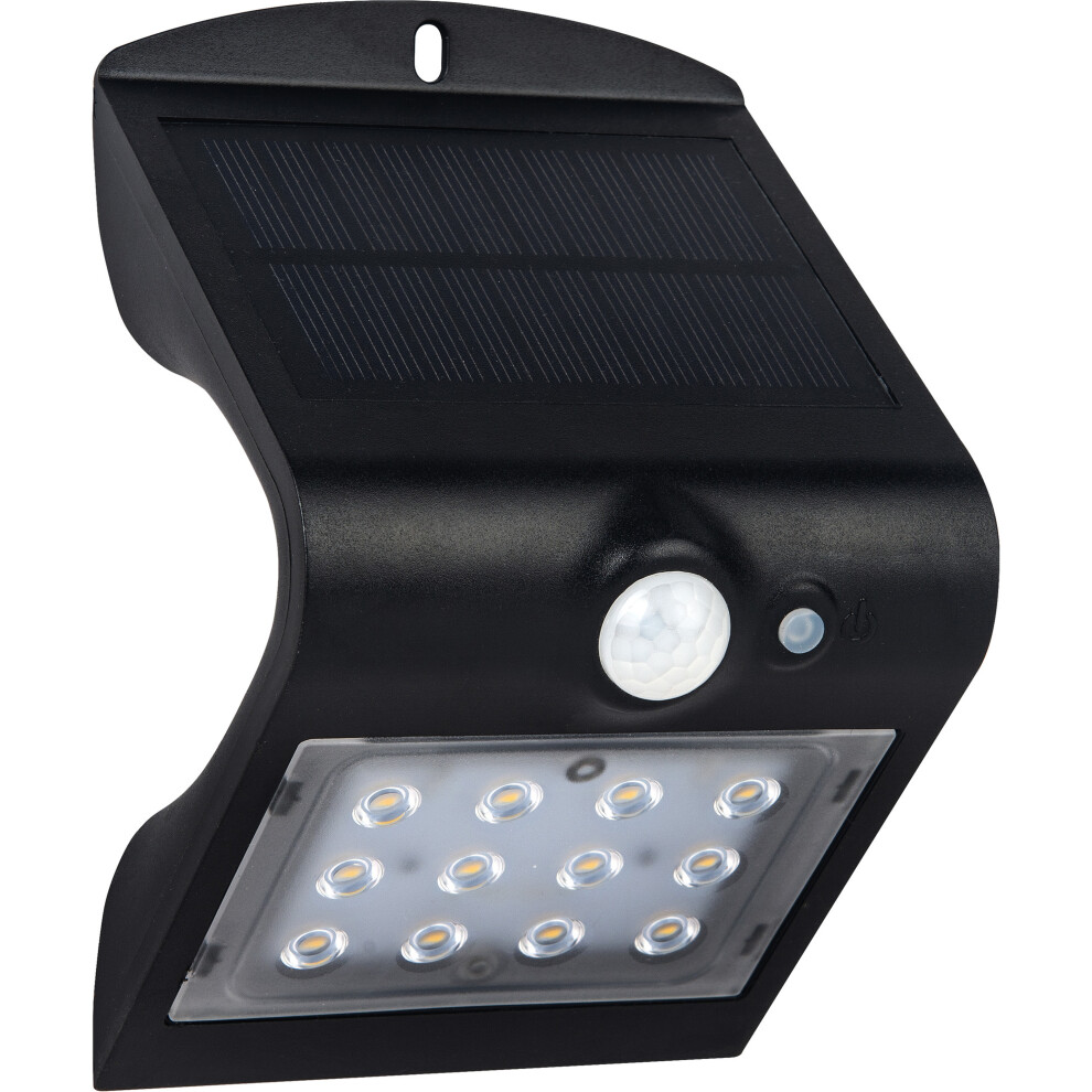 Luceco LED Solar Guardian Wall Light with PIR Motion Sensor Black 1.5W