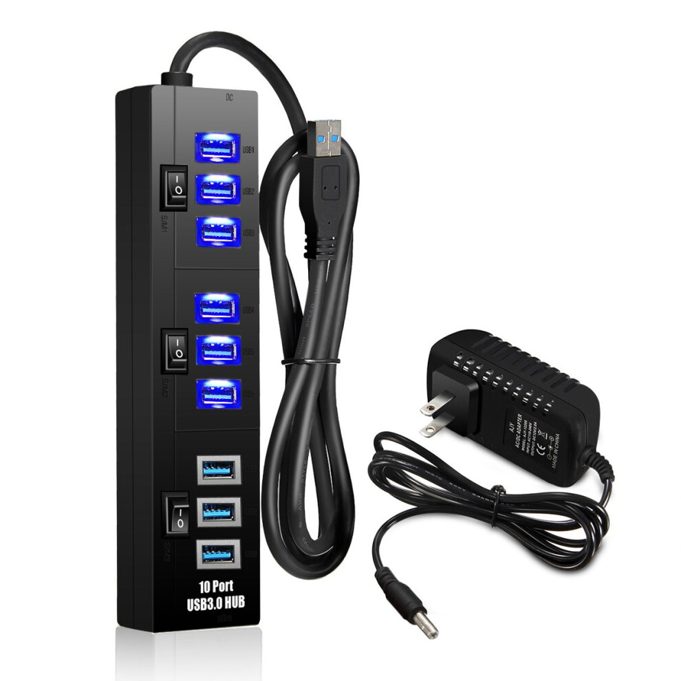 Bakeey 10 Port 3.0 Usb Hub Adapter Charger With Switch For Computer Pc Laptop Iphone Xs 11Pro Xiaomi Mi10 9Pro Redmi Note 9S 6900067394934