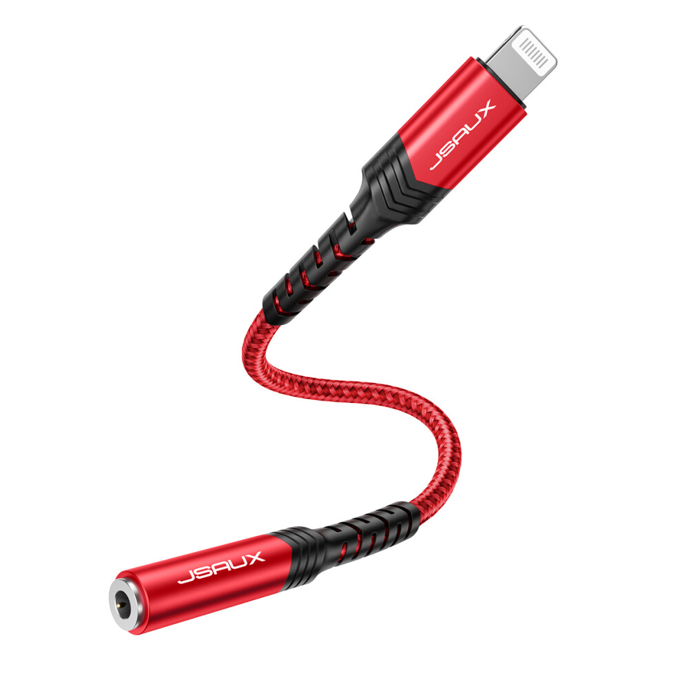 JSAUX for Lightning to 3.5mm Jack Cable Adapter Headphone Audio Music Play for iPhone 12 X 7 8 Plus Aux Cable Splitter
