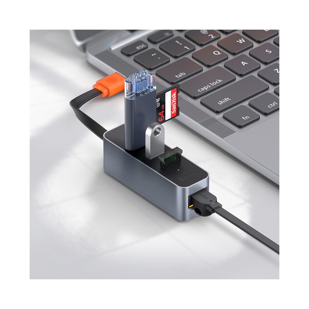 Baseus Usb A Hub Docking Station Adapter With 3 * Usb 3.0 + Rj45 Lan Network Port For Laptops Macbook Air 2020 6901250884218