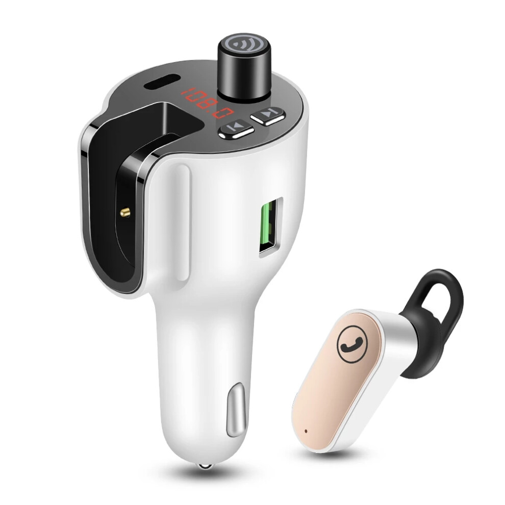 Bakeey G52 2 In1 Bluetooth 5.0 Pd Qc3.0 Car Fm Transmitter Car Charger With Headset Handsfree Business Talking 6906143074288