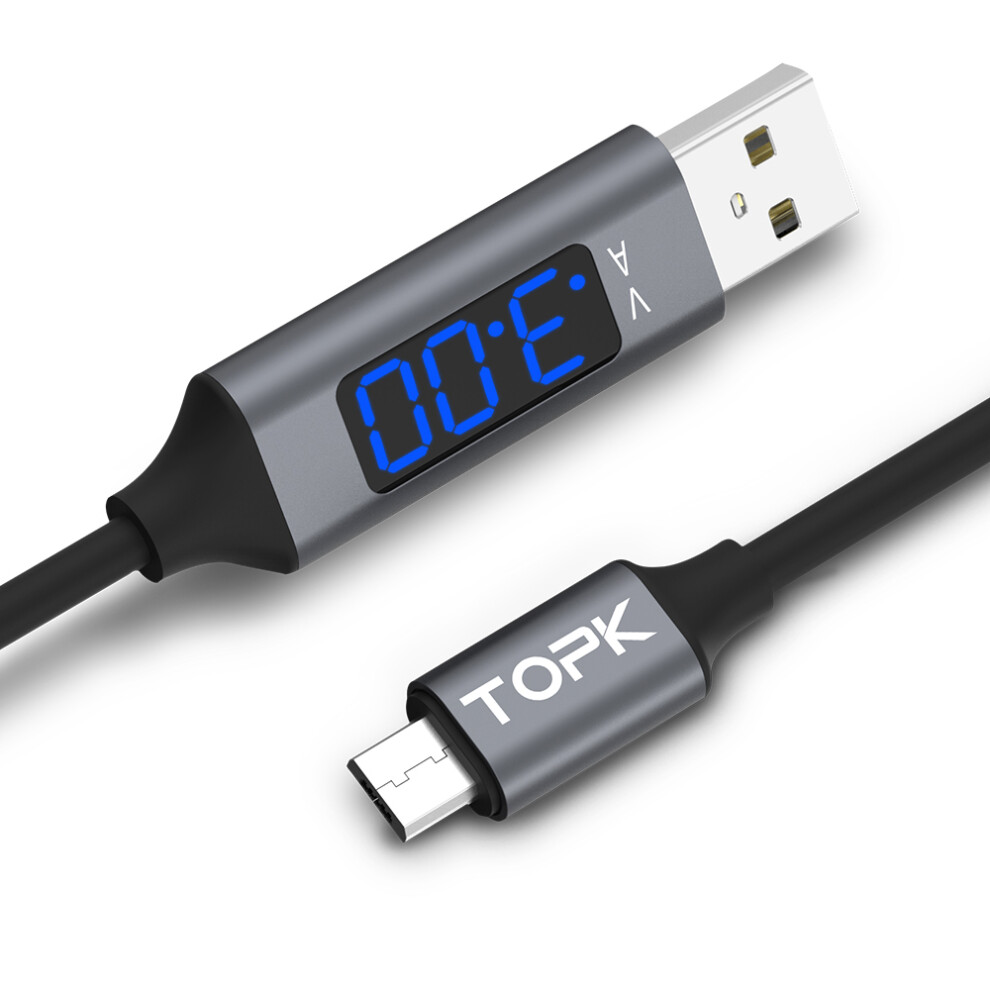 Topk 3A Micro Usb Lcd Display Fast Charging Data Cable 3.28Ft 1M For Honor 8X Xiaomi Redmi Note 5 6901251286837