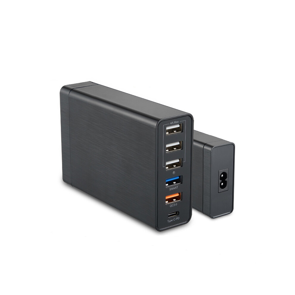 Bakeey 60W 6 Port Usb Charger Desktop Charging Station 18W Usb Qc3.0 18W Usb C Pd Power Delivery Eu Plug For Iphone For Samsung Huawei Xiaomi Black 6900082765672