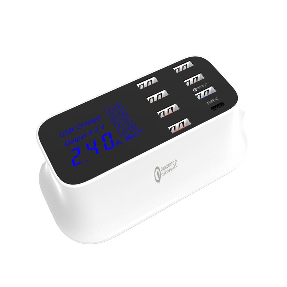 Bakeey 8 Port Usb 40W Quick Charge 3.0 Type C Led Display Charger For Samsung Huawei Xiaomi 5999385254618