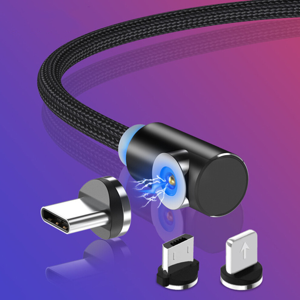 Topk 2.1A Magnetic Elbow Micro Usb Fast Charging Data Cable For Huawei Honor Android Phone Blue 3518362898434