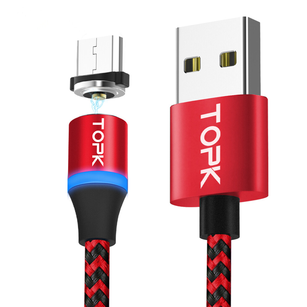 Topk 2A Micro Usb Led Magnetic Fast Charging Data Cable 3.28Ft 1M For Honor 8X Note 5 735792159710