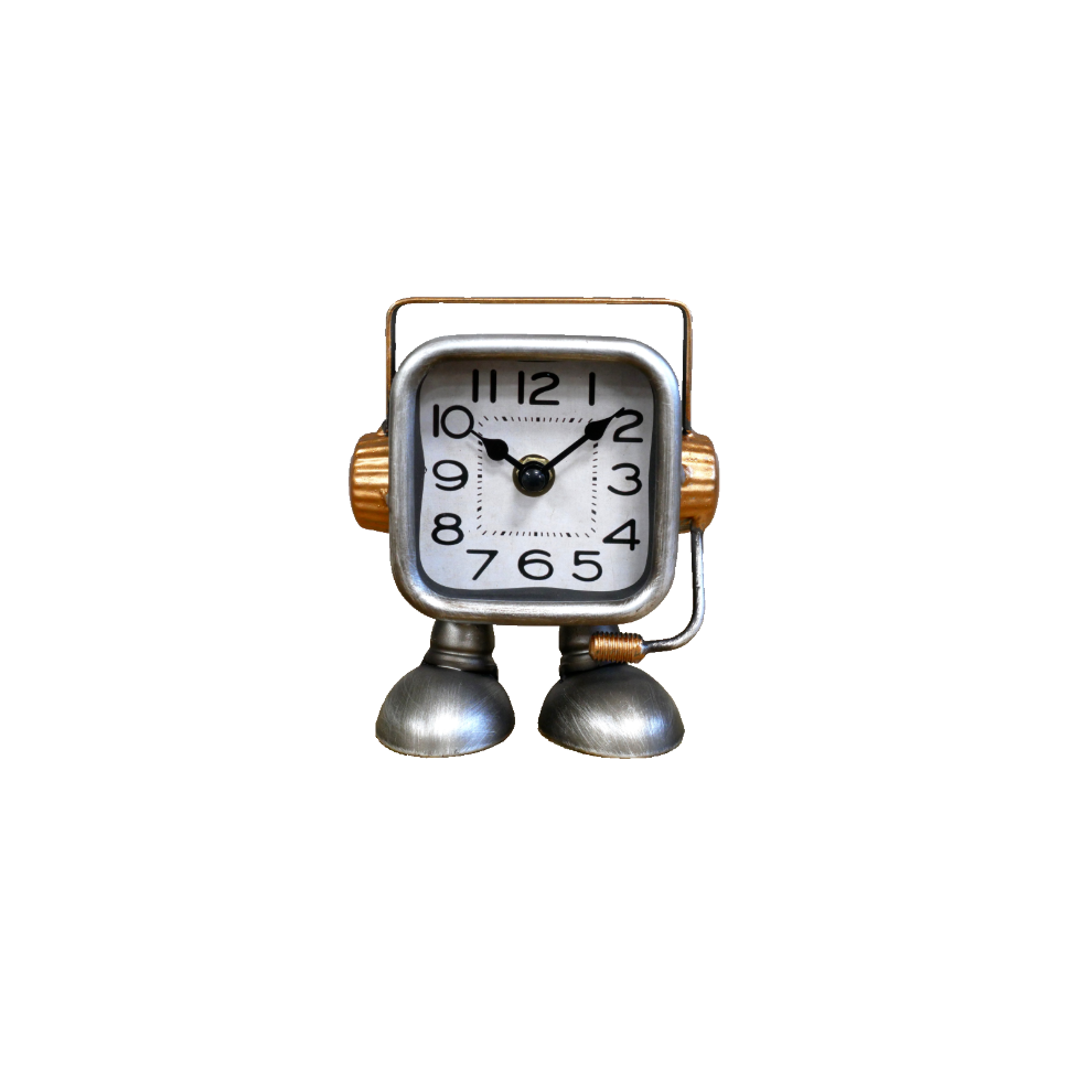 Small Robot Style Portable Desk Table Clock | Childrens Bedside Clock