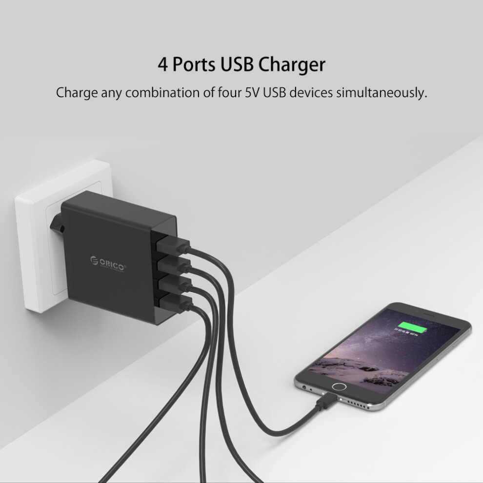 Orico Dcw 4U 30W Multi Port Usb Charger 2.4A Smart Wall Charger Adapter Fast Charging For Iphone Xs 11Pro Xiaomi Mi10 Redmi Note 9S S20+ 6900064467198
