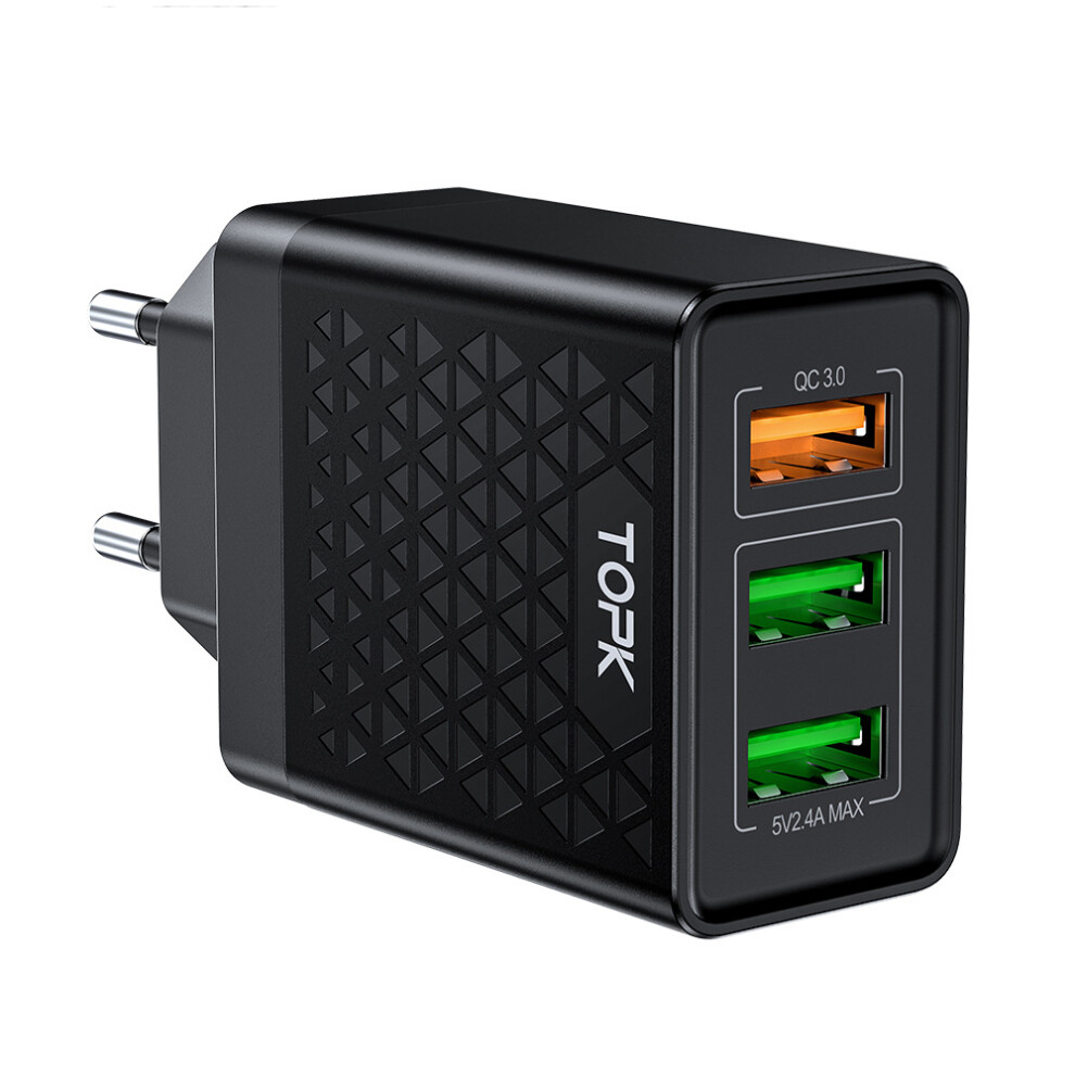 Topk 30W Qc3.0 3 Ports Fast Charging Usb Charger Adapter For Iphone 8 Plus Xs 11Pro Huawei P30 Pro Mate 30 Mi9 9 Pro S10+ Note10 6900065068226