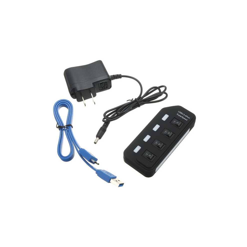 4 Ports Usb 3.0 Super Speed Hub With On Off Switch Ac Power Adapter For Mac Os Linux Systems 713382810654