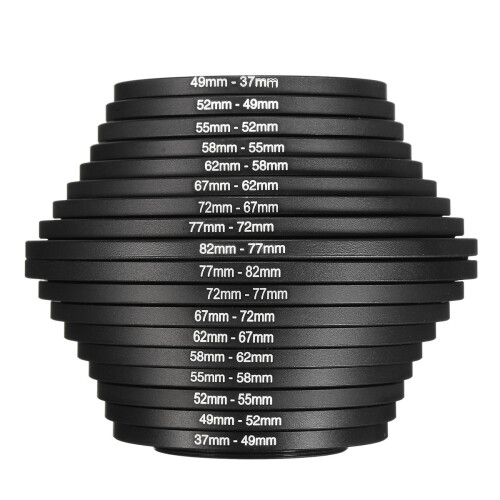 18pcs Step Up Down Lens Filter Ring Adapter Set 37   82mm For Canon Nikon