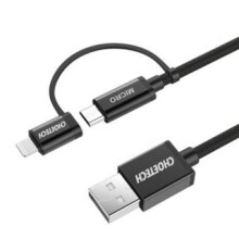 CHOETECH 2 in 1 2.4A Micro USB Lightning for Nylon Data Cable for iPhone 7 Plus Note 4