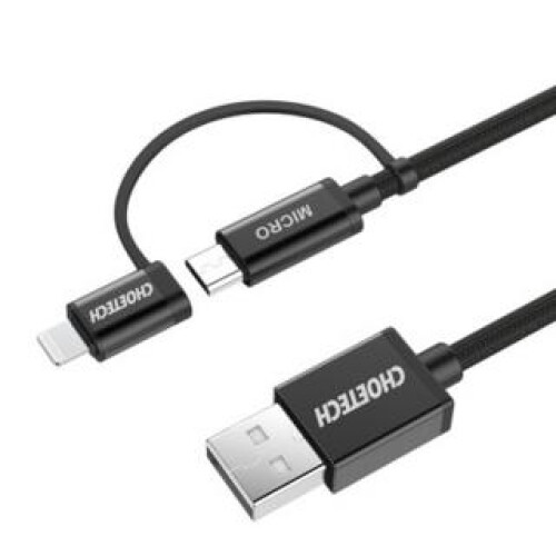 CHOETECH 2 in 1 2.4A Micro USB Lightning for Nylon Data Cable for iPhone 7 Plus Note 4