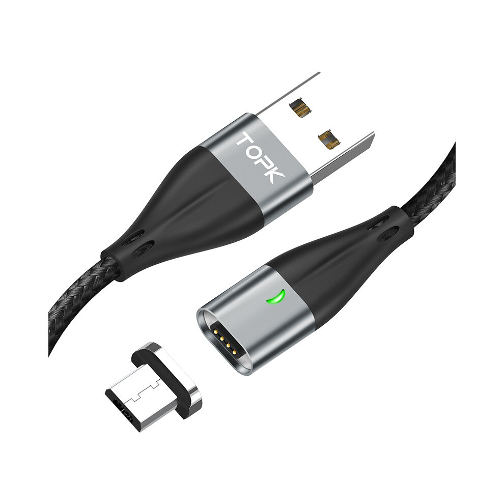 Topk 1M 2.4A Magnetic Cable Quick Charge 3.0 Fast Charging Micro Usb Data Cable For Mobile Phone Black/Grey/Red 6914216263514