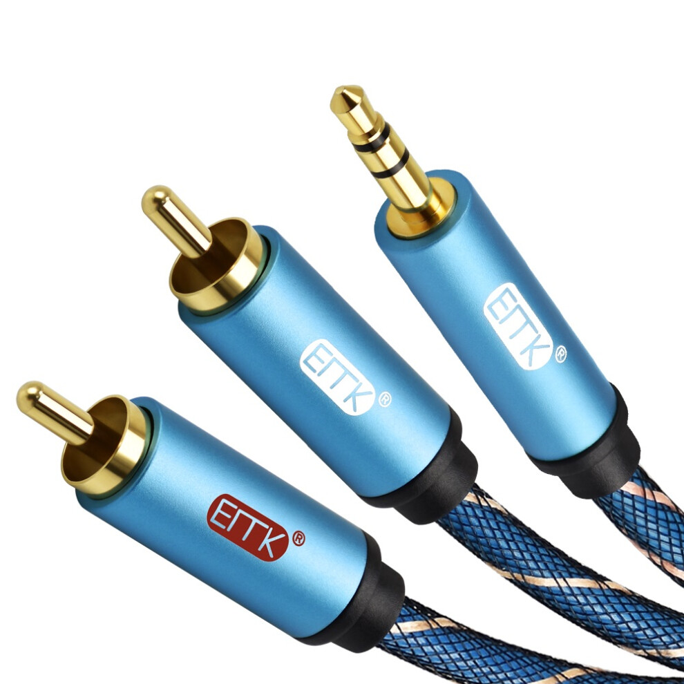 Bakeey 2 Rca To 3.5Mm Audio Cable Male Aux Cable Plated For Amplifiers Speaker Home Theater Gold 6900061491622