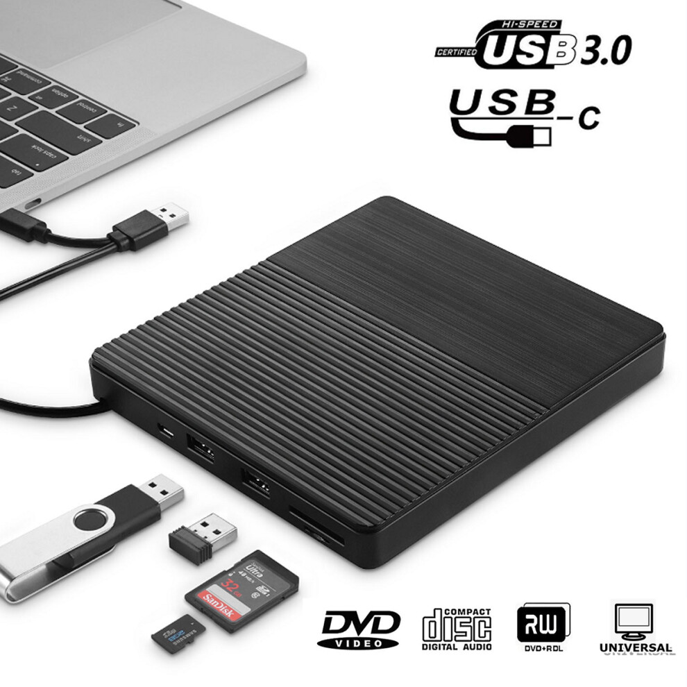 Usb 3.0 External Dvd Rw Drive Slim Rw Cd R Burner Copier Reader 632422786974