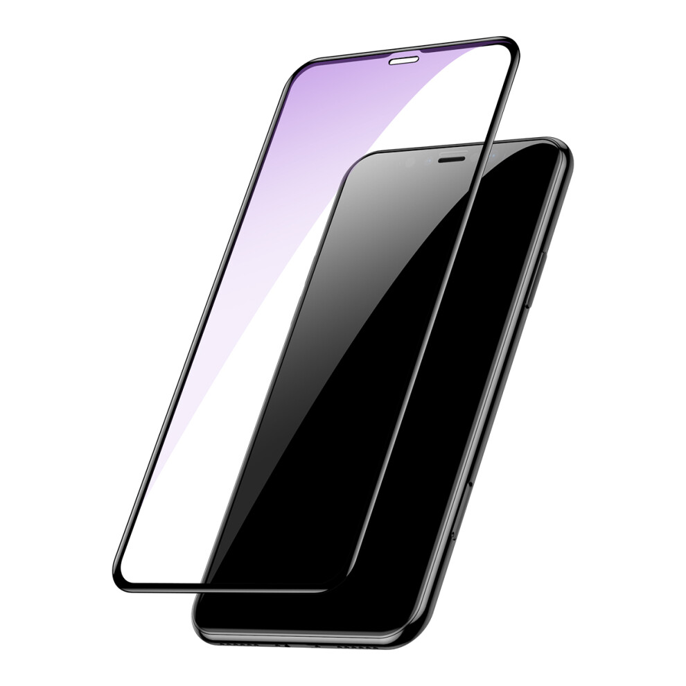Baseus 0.2Mm Full Screen Arc Surface Clear Anti Tempered Glass Screen Protector For Iphone Xs Max Iphone 11 Pro Max Blue/Light 6900379354008