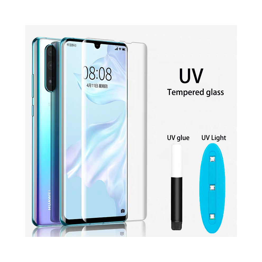 Bakeey Uv Liquid Full Glue Cover Clear Curved Anti Explosion Soft Tempered Glass Screen Protector For Huawei P30 Pro Blue/Light 6900064946952