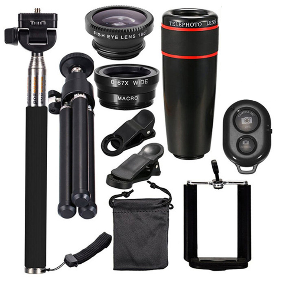 10 In 1 Smartphone Camera Lens Cell With Clip Universal Optical Telescope Kit Mobile Zoom 300028007365