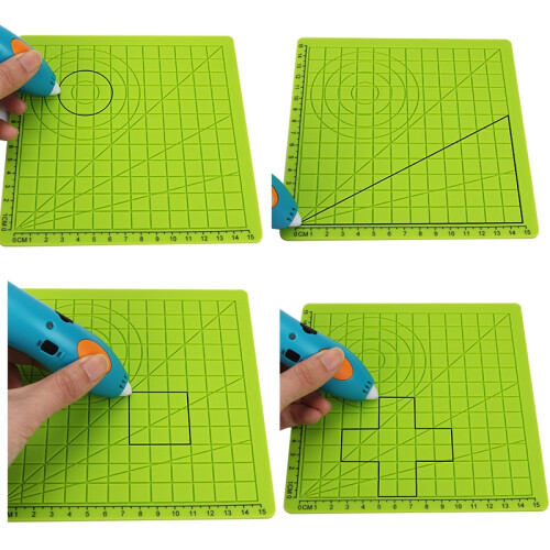 3D Printing Pen Silicone Design Mat with Basic Template + 2pcs Insulation Silicone Finger Caps 1