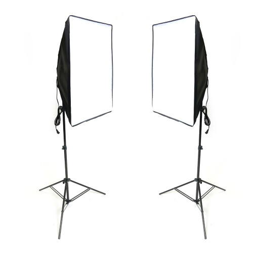 2x Studio Photography Video Softbox Light Stand Continuous Lighting Kit 50x70cm 2
