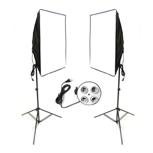 2x Studio Photography Video Softbox Light Stand Continuous Lighting Kit 50x70cm 1