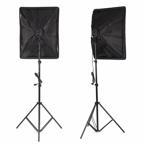 Photo Video Studio Lighting Kit 4 Socket E27 Lamp Holder Softbox Light Stands 2