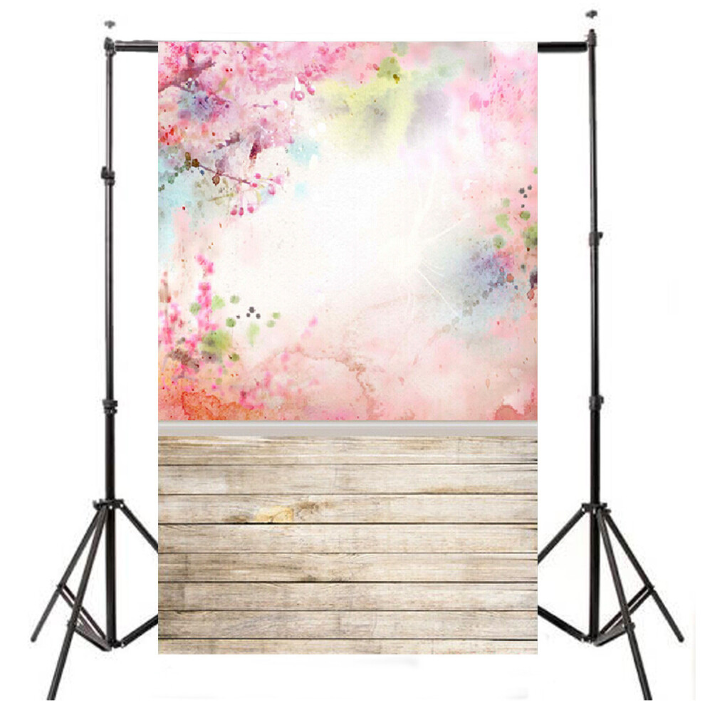 5X7ft Watercolor Flower Floor Photography Backdrop Photo Background Props Pink 192090209514