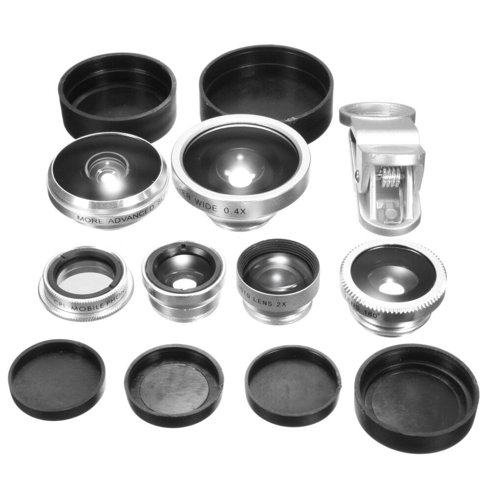 8 In 1 Fisheye Wide Angle Macro Cpl Lens Kit For Universal Cell Phone Black 190268078061