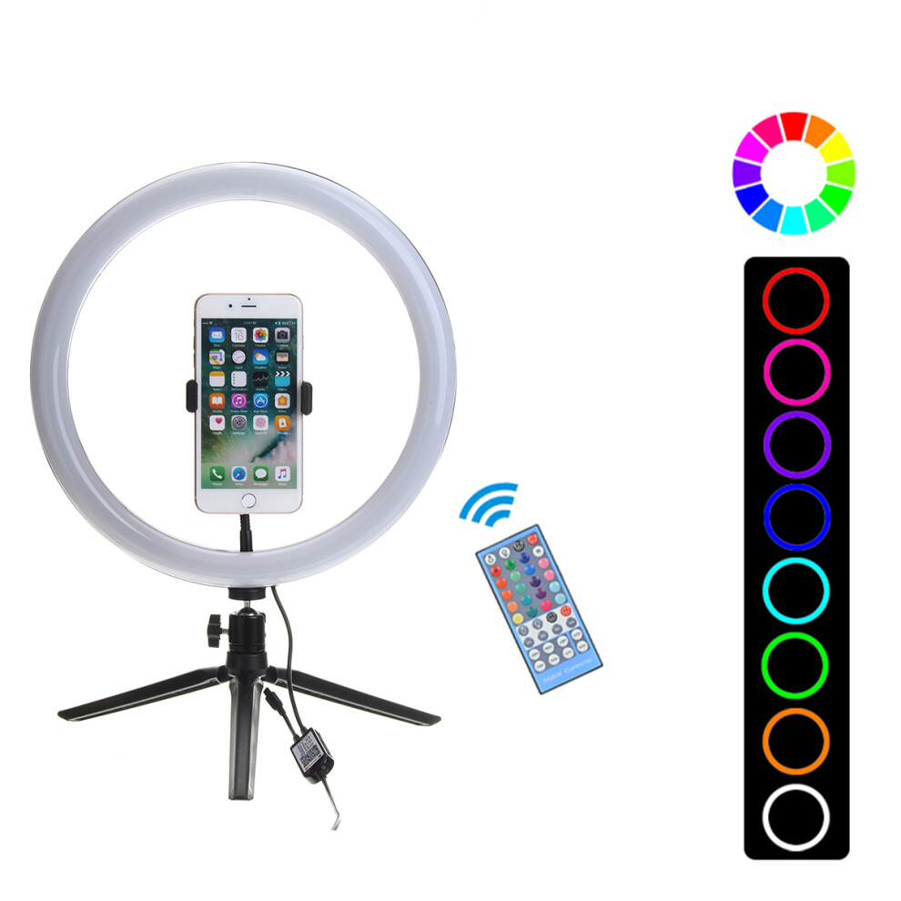 Flash Selfie LED Ring Light Dimmable Desktop Removable Tripod Stand Phone Clip Holder for YouTube Tiktok Live Streaming Makeup