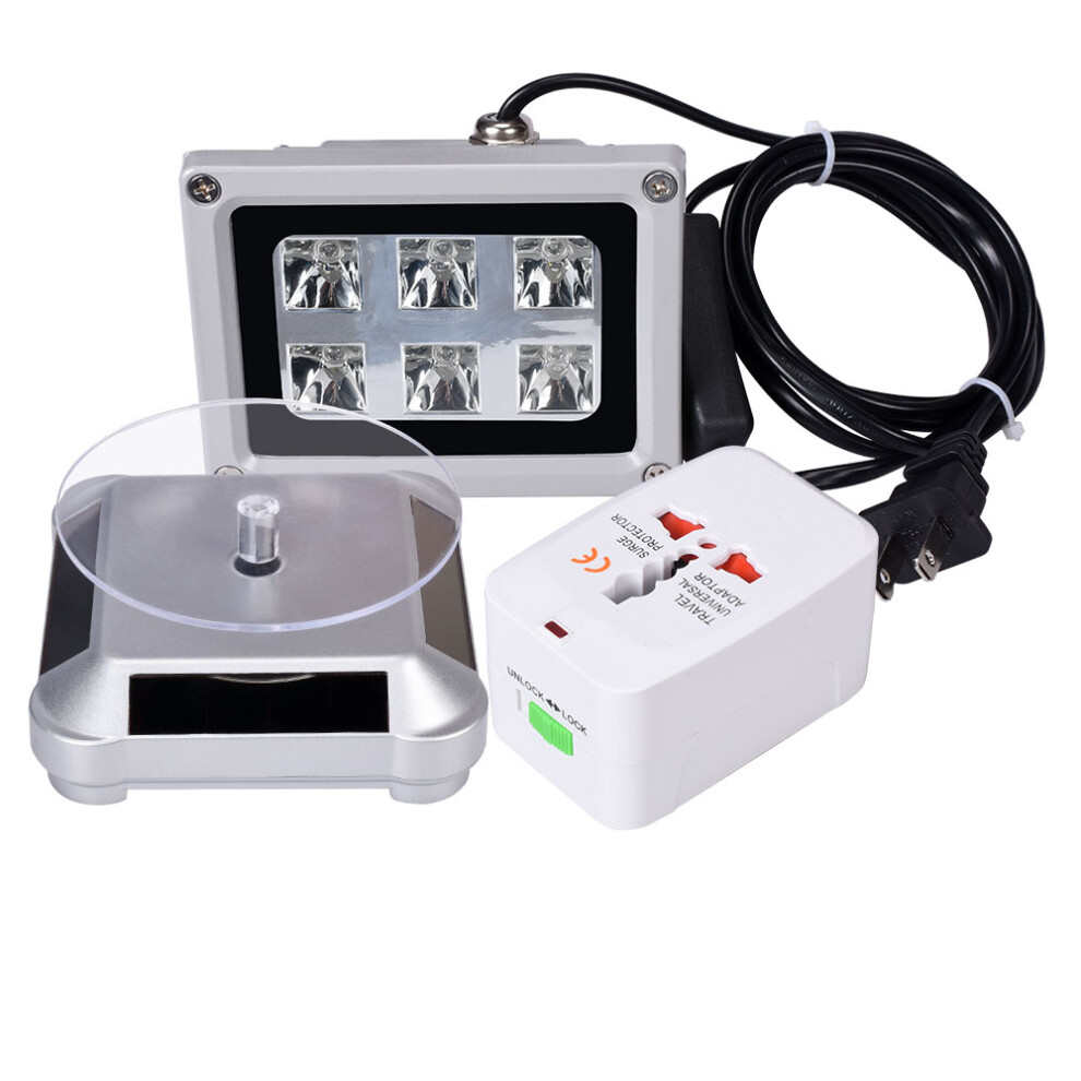 360 Degree Rotating Solar Powered Turntable + Uv Led Resin Curing Light Lamp(Us) With Adapter Plug Kits For Dlp Sla 3D Printer 6900074110503