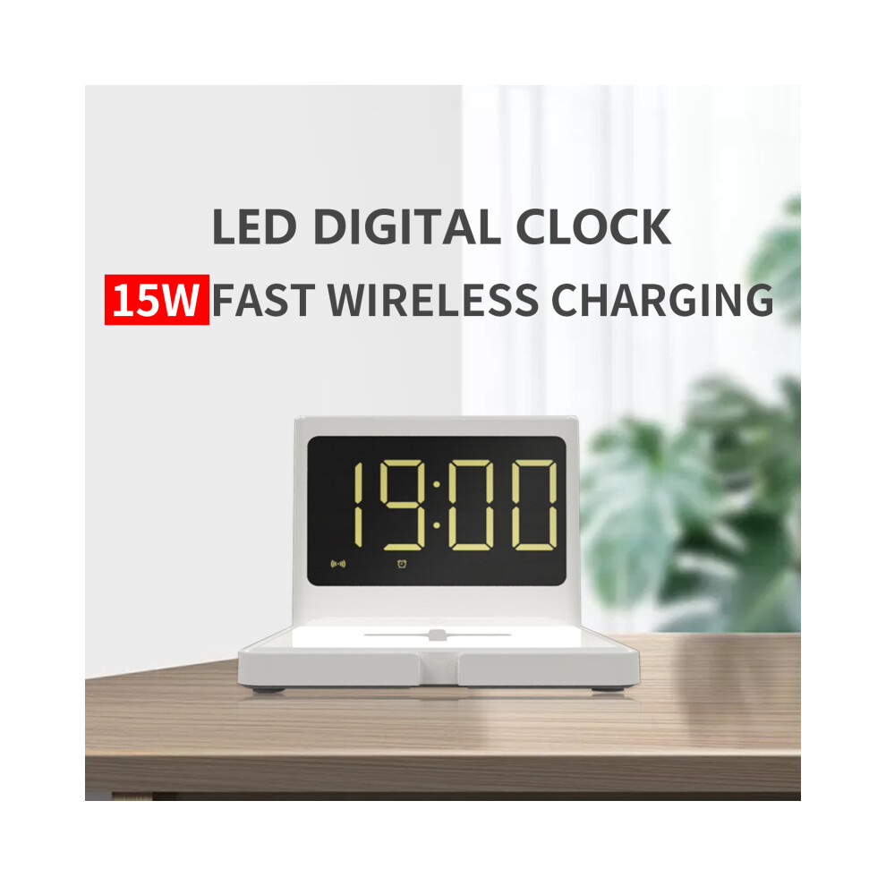 Bakeey T11 15W Multifunctional Qi Wireless Charger Usb Charging Desktop Digital Alarm Clock Wireless Charging Pad Fast Charging For Iphone 12 12Pro H 6900077862683